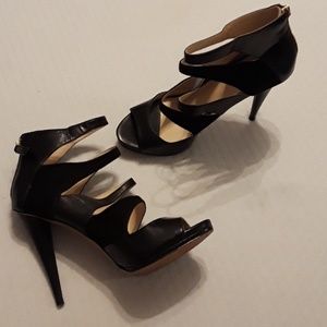 Nine West black leather heels